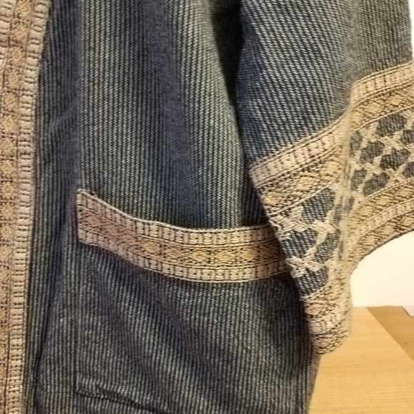 Frye Teal Blue Embroidered Oversize Kimono Cardigan Sz Medium - Picture 4 of 11